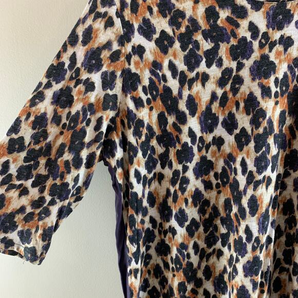 Bit Bridle Purple Cheetah Animal Leopard Print High Low Tunic Top Blouse Shirt M - Picture 3 of 6